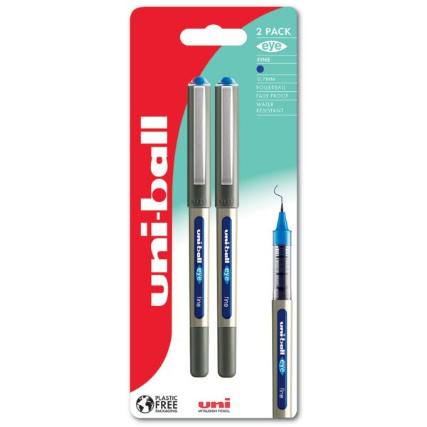 Lot De 6 Stylos Roller Uni-ball Eye Designer UB-157D - Pointe Fine 0,7 Mm, Encre Pigmentée Bleue, Séchage Rapide