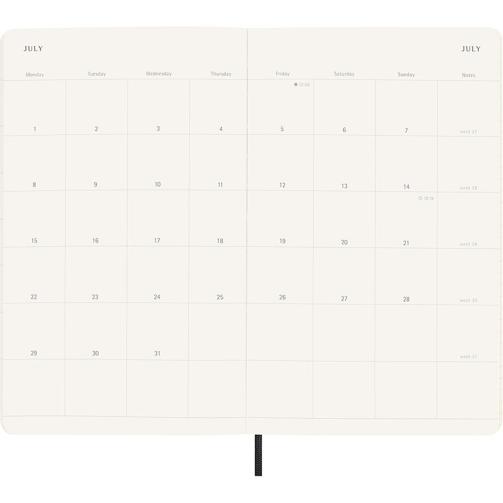 Moleskine Planner 2024 12m Soft L Måned Notat Black Tegne.no