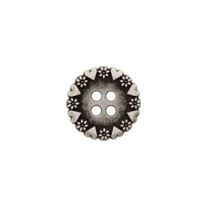 Knapp 454384 4-Hull Hjerter 18mm - 83 Antikk sølv