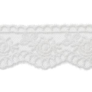 Brodert tyll 5537 - 25mm 18,2m - 12 Hvit