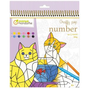 Graffy Pop Number Fargeleggingsbok - 20x25,5cm - Cats