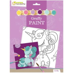 Graffy Paint maleplate m/trykk - 20x20cm - Enhjørning