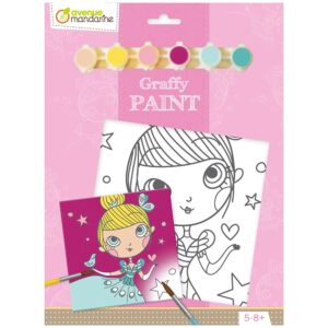 Graffy Paint maleplate m/trykk - 20x20cm - Prinsesse