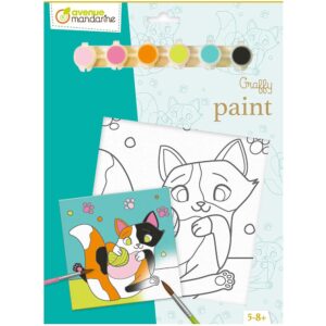 Graffy Paint maleplate m/trykk - 20x20cm - Katt