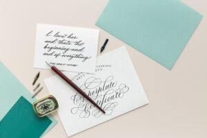 Copperplate skrift med dyppepenn