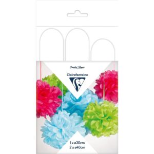 Clairefontaine Silkepapir Pomponger 3stk - White