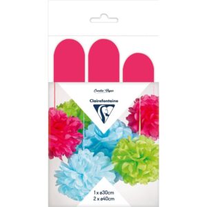Clairefontaine Silkepapir Pomponger 3stk - Cyclamen