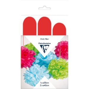 Clairefontaine Silkepapir Pomponger 3stk - Red