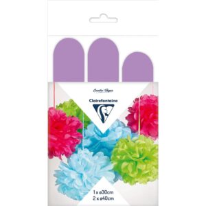 Clairefontaine Silkepapir Pomponger 3stk - Malve
