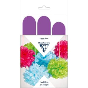 Clairefontaine Silkepapir Pomponger 3stk - Purple
