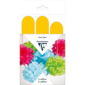 Clairefontaine Silkepapir Pomponger 3stk - Yellow