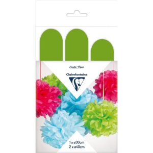 Clairefontaine Silkepapir Pomponger 3stk - Apple green