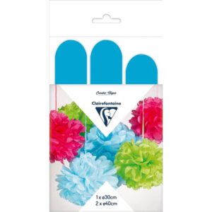 Clairefontaine Silkepapir Pomponger 3stk - Petrol blue