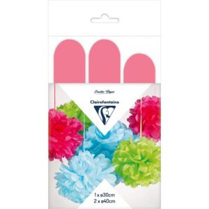 Clairefontaine Silkepapir Pomponger 3stk - Pink