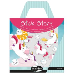 Stick story Klistremerker og hefte - 15x19,5cm - Enhjørning