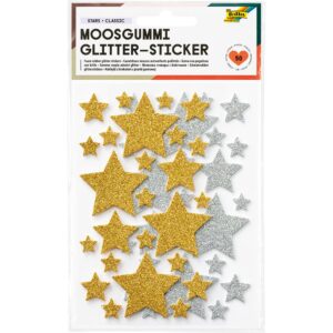 Folia Klistremerker Mosgummi Glitter - Stjerner 1