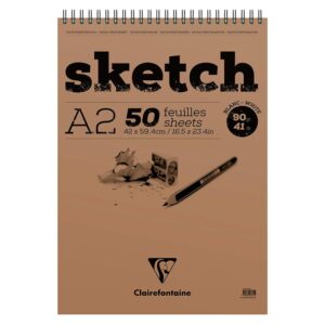 Clairefontaine Sketch - spiral 90g A2 50ark - Hvit