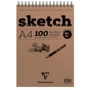 Clairefontaine Sketch - spiral 90g A4 100ark - Hvit
