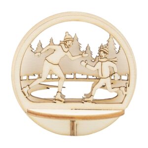 Figursett i tre - Julekule Ø: 78mm - Skøyter