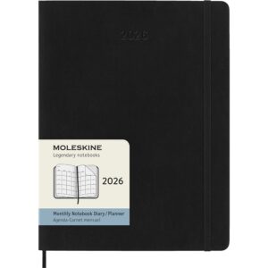 Moleskine Planner 2026 12m Soft XL Måned Notat - Black