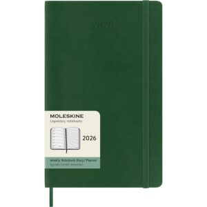 Moleskine Planner 2026 12m Soft L Uke Notat - Myrtle Green