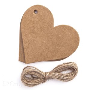 dpCraft Kraft Tags m/snor 12stk - Hjerte
