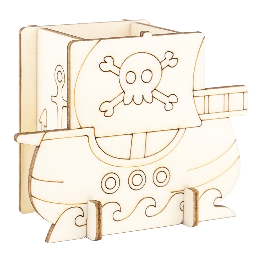 Figursett i tre Penneholder - Piratskip
