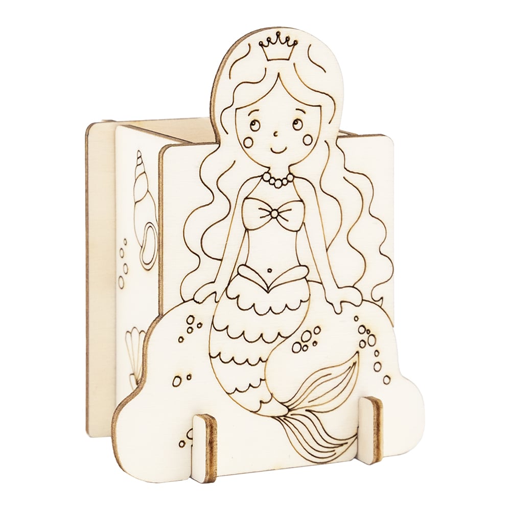 Figursett i tre Penneholder - Havfrue