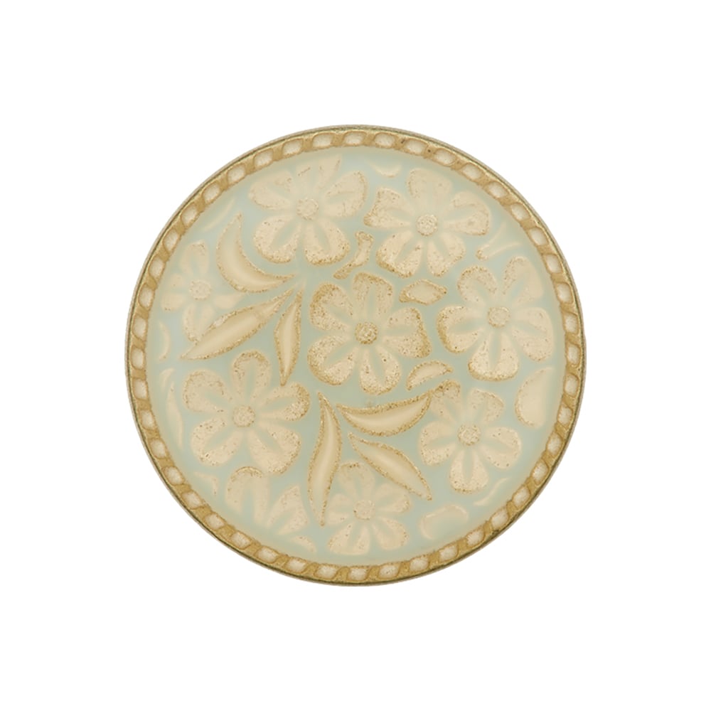 Metallknapp 453972 Blomster - 23mm - 30 Turkisgrønn