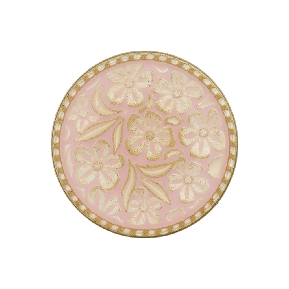 Metallknapp 453972 Blomster - 23mm - 46 Lys rosa