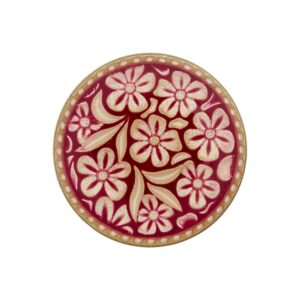 Metallknapp 453972 Blomster - 23mm - 54 Vinrød