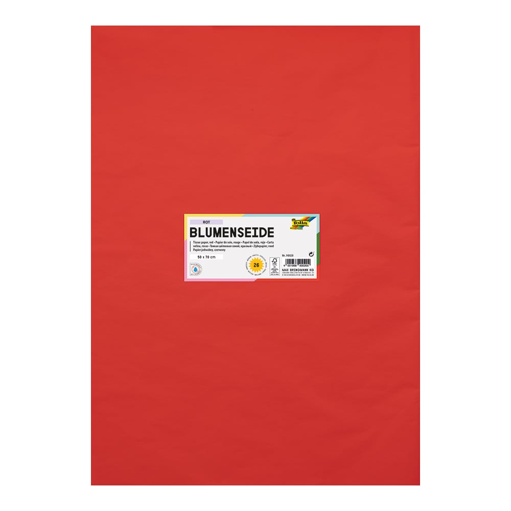 Folia Silkepapir 20g/m - 50x70cm 26ark - 20 Rød
