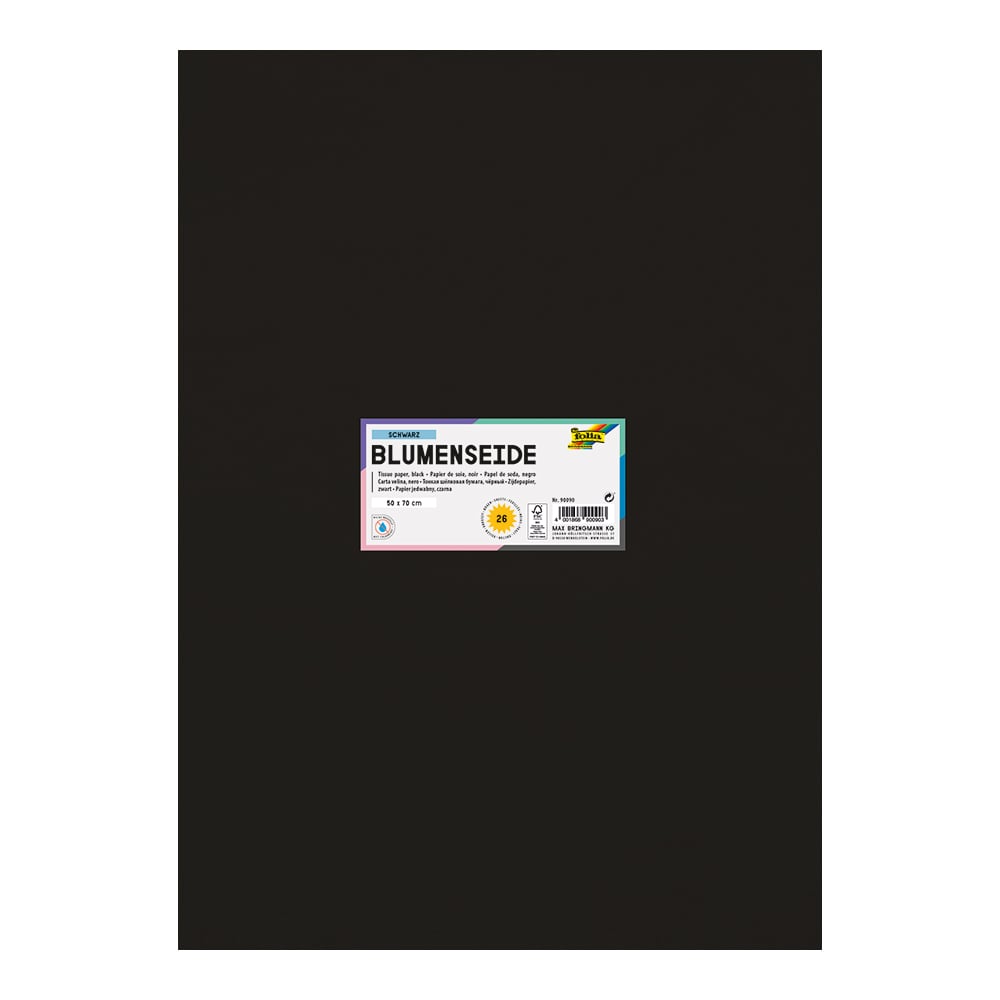 Folia Silkepapir 20g/m - 50x70cm 26ark - 90 Sort