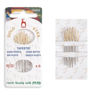 Pony Broderinåler butt gulløye str. 18/22 - 6 stk