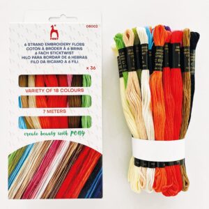 Pony Broderitråd 6-trådet - 36 x 7m - 18 basisfarger