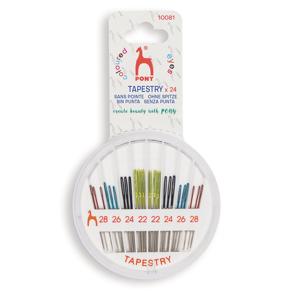 Pony Broderinåler butt farget øye str. 22-28 - 24 stk