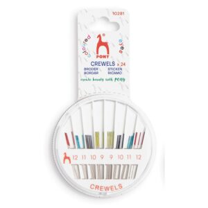 Pony Broderinåler spiss og farget øye str. 9-12 -24 stk