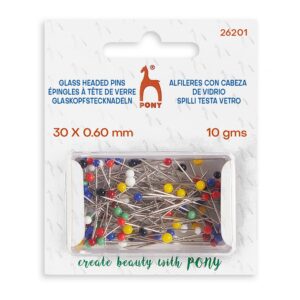 Pony Knappenåler glasshoder 10g 30x0,60mm - Mix