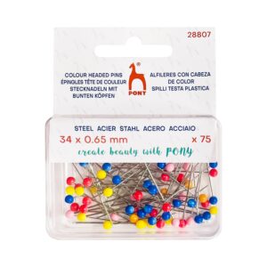 Pony Knappenåler plasthoder 75st 34x0,65mm - Mix