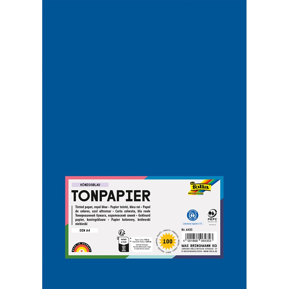 Folia Tegnepapir A4 - 130g 100ark - 35 Kongeblå
