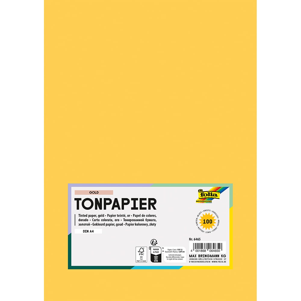 Folia Tegnepapir A4 - 130g 100ark - 65 Gull