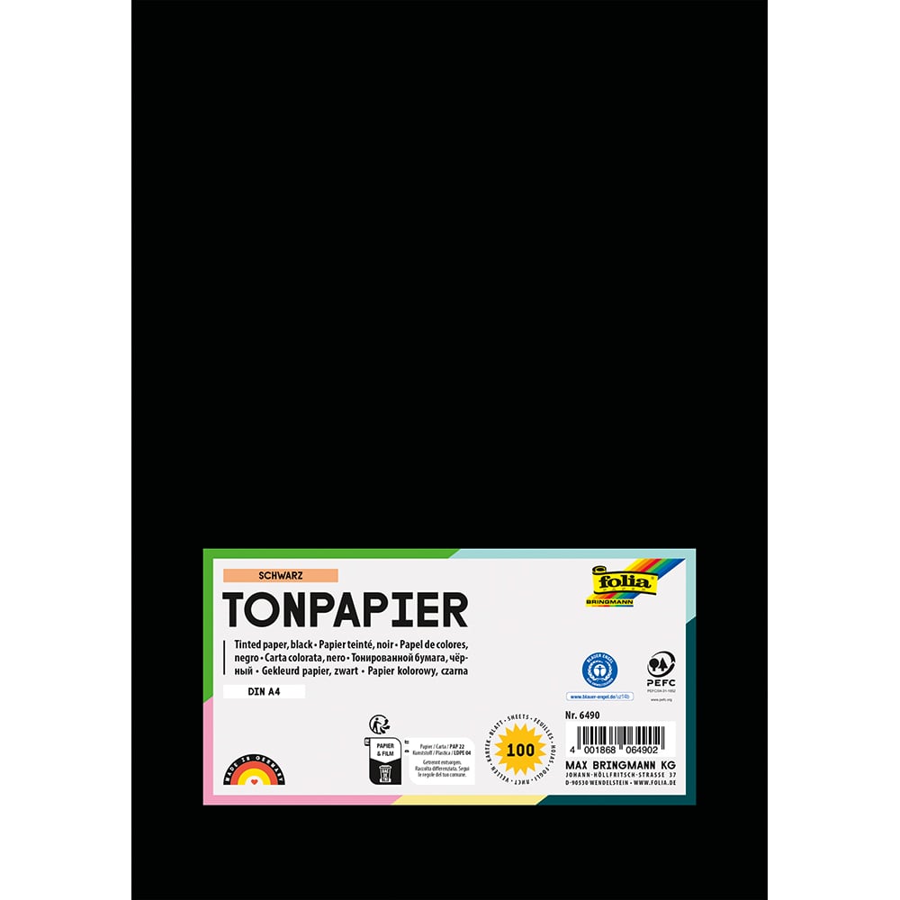 Folia Tegnepapir A4 - 130g 100ark - 90 Sort