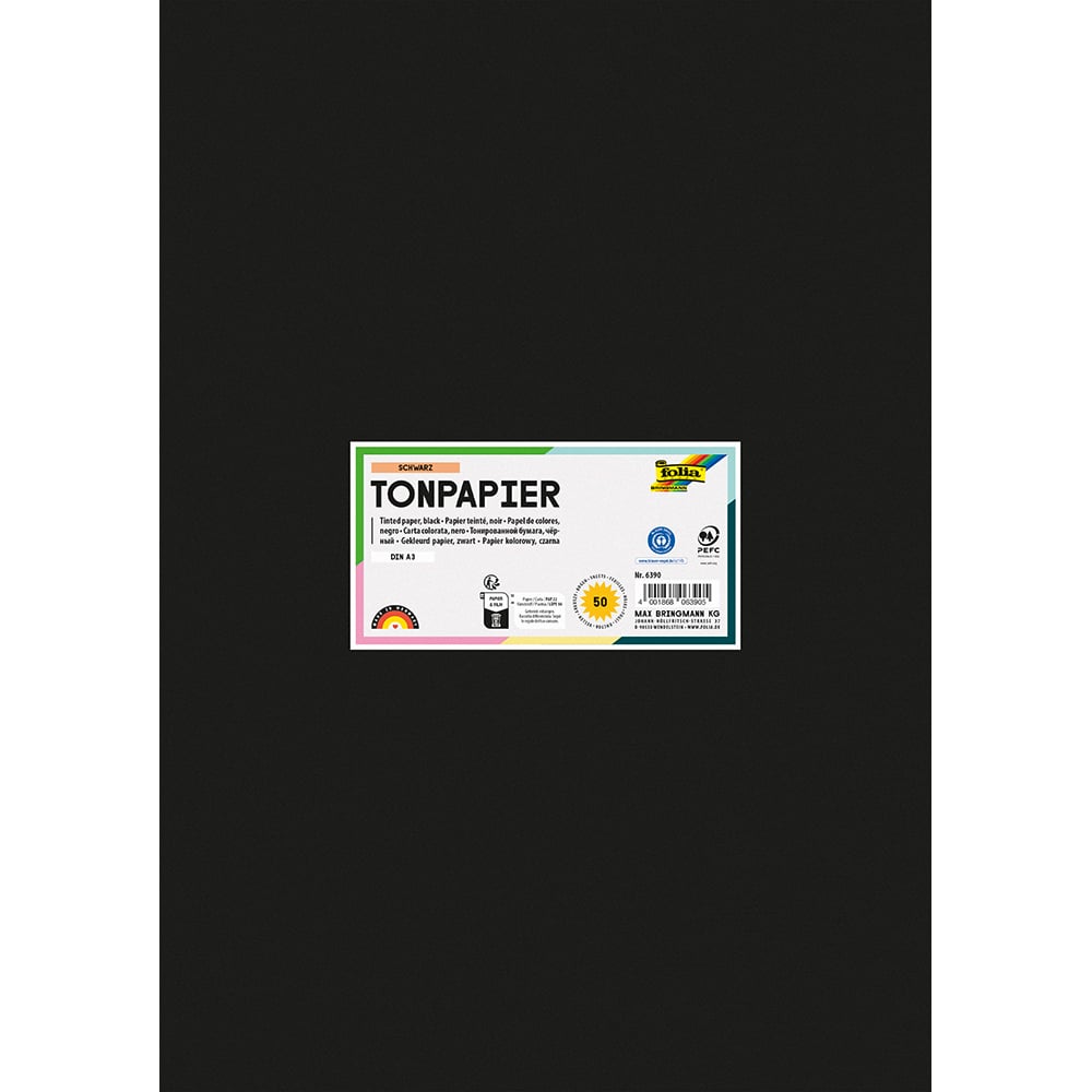 Folia Tegnepapir A3 - 130g 50ark - 90 Sort