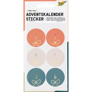 Folia Klistremerke Adventskalender tall 1-24 - ROUND BOWS