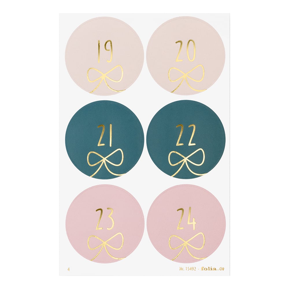 Folia Klistremerke Adventskalender tall 1-24 - ROUND BOWS - Bilde 5