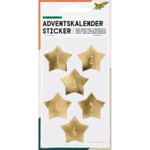 Folia Klistremerke Adventskalender tall 1-24 - STARS GOLD