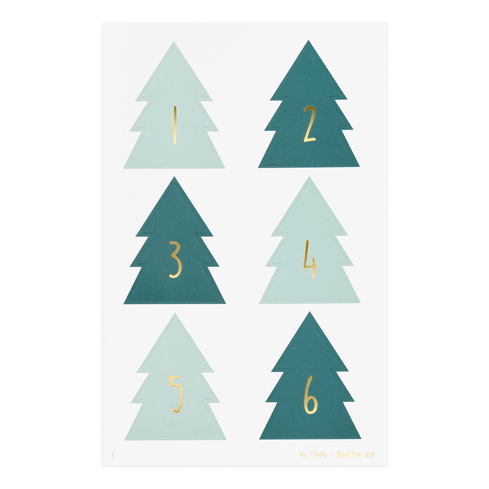 Folia Klistremerke Adventskalender tall 1-24 CHRISTMAS TREE - Bilde 2