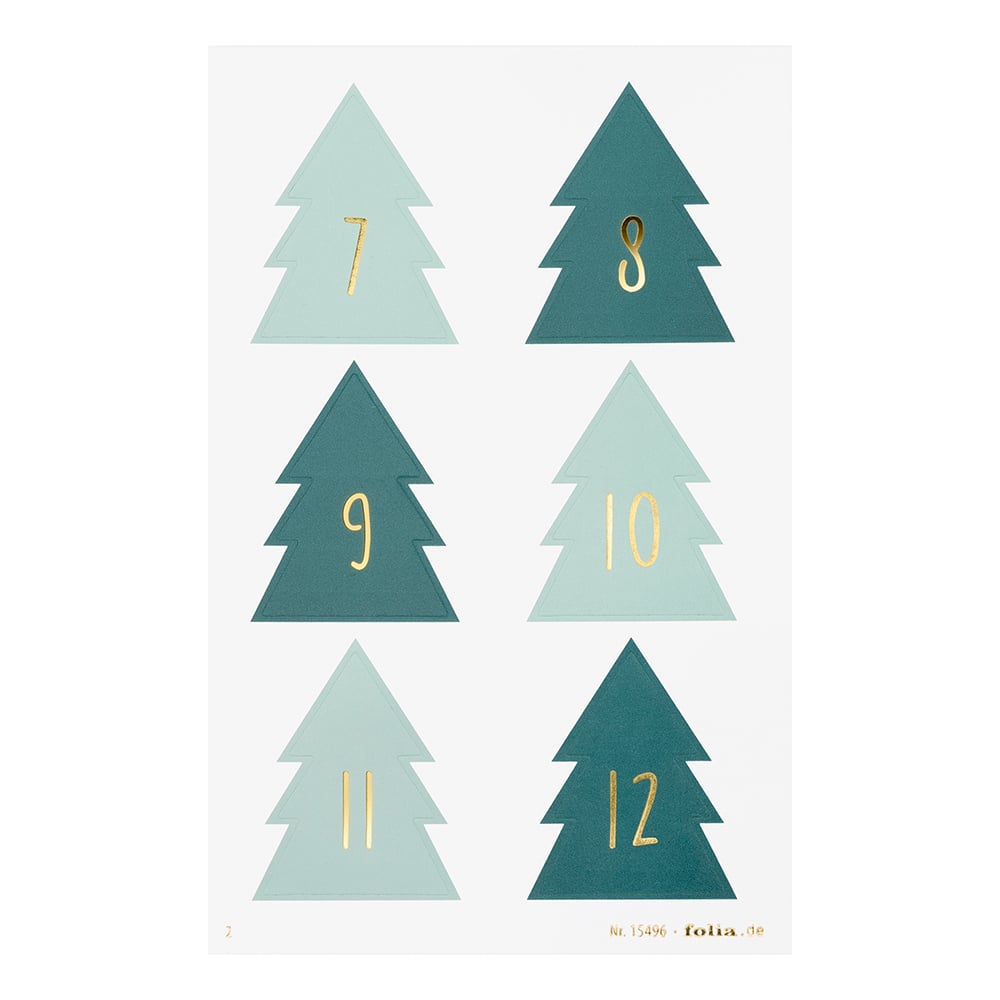 Folia Klistremerke Adventskalender tall 1-24 CHRISTMAS TREE - Bilde 3