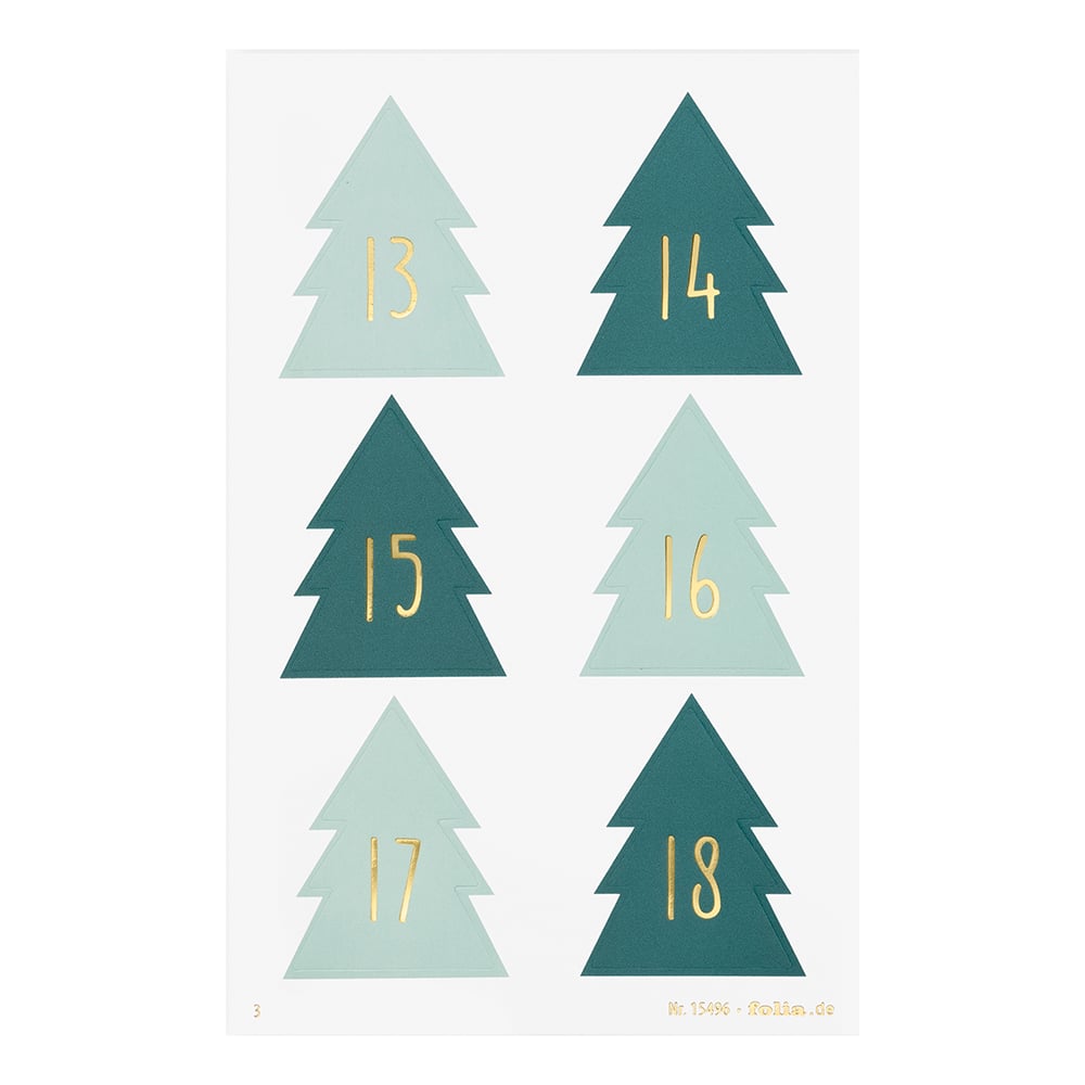 Folia Klistremerke Adventskalender tall 1-24 CHRISTMAS TREE - Bilde 4