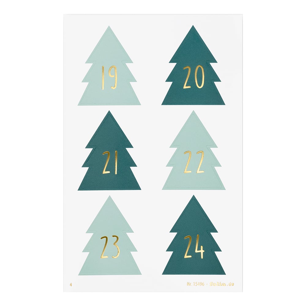 Folia Klistremerke Adventskalender tall 1-24 CHRISTMAS TREE - Bilde 5